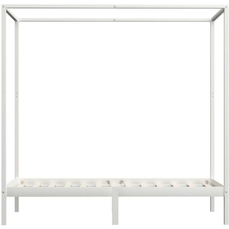 Hommoo Canopy Bed Frame White Solid Pine Wood X Cm Vd