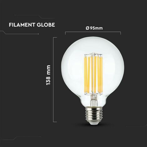 LAMPADINA LED V TAC VT 2338 E27 18W BULB G95 GLOBO FILAMENT VETRO