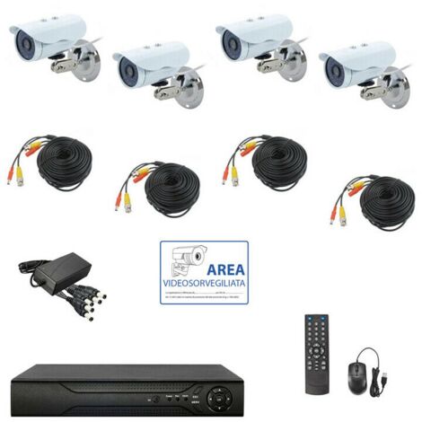 KIT VIDEOSORVEGLIANZA AHD IP CLOUD DVR 4 CANALI 4 TELECAMERE HD INFRAROSSI