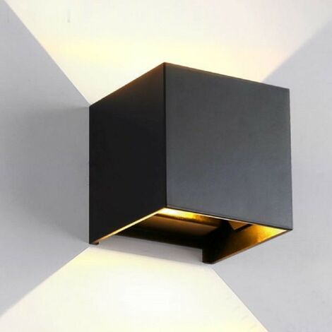 W Lampada Cob Led Cubo Applique Parete V Luce Biemissione Nera O