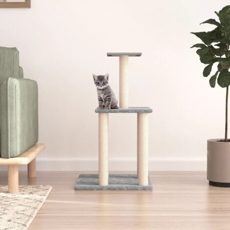 Albero Per Gatti Con Tiragraffi In Sisal Grigio Chiaro Cm