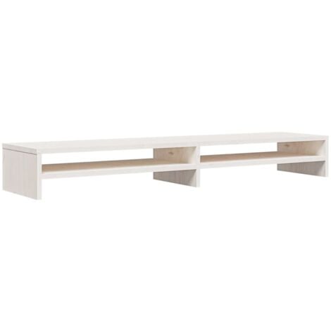 Supporto Per Monitor Bianco X X Cm Legno Massello Di Pino