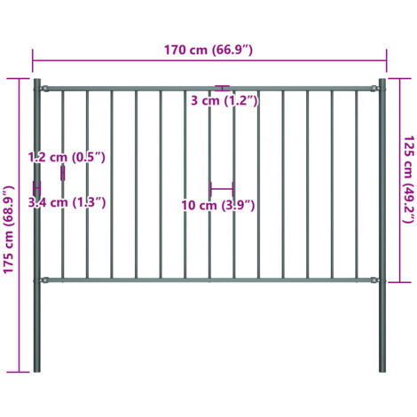 Pannello Recinzione Pali Acciaio Verniciato X M Antracite