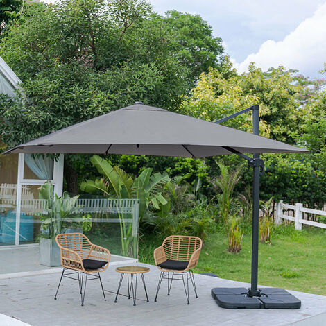 M Large Garden Roma Tilting Aluminium Cantilever Parasol With Petal