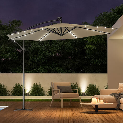 Livingandhome M Large Garden Hanging Led Parasol Cantilever Sun Shade