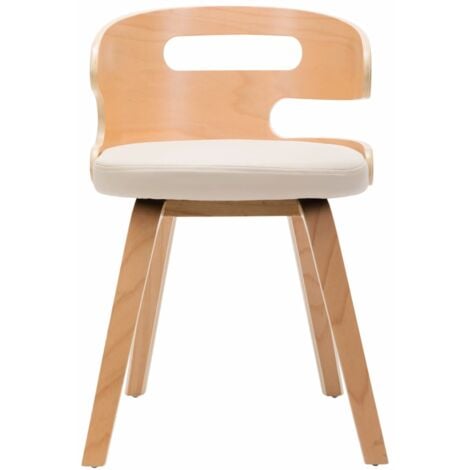 Hommoo Sillas De Comedor Uds Madera Curvada Y Cuero Sint Tico Crema