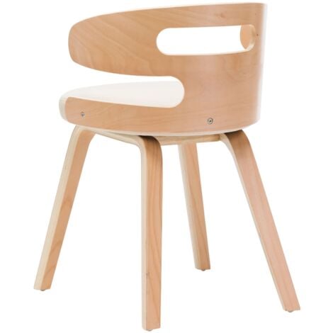 Hommoo Sillas De Comedor Uds Madera Curvada Y Cuero Sint Tico Crema