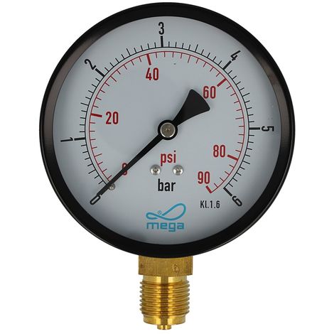 Mega Druckmanometer Bar Zoll Anschluss Nach Unten Radial