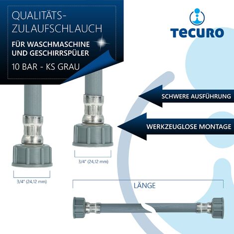 tecuro Zulaufschlauch 1 00 m gerade für Waschmaschine Geschirrspüler