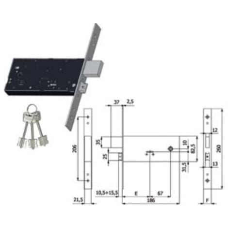 Serratura Da Infilare Per Fasce Doppia Mappa Cat E Scr Mm 82 5 H 5930