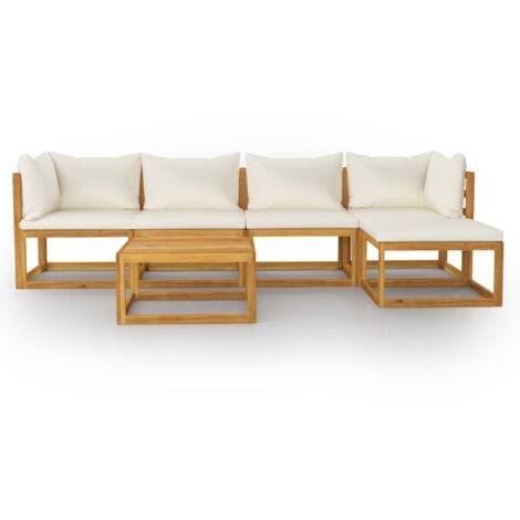 Tlg Garten Lounge Set Mit Auflagen Creme Massivholz Akazie