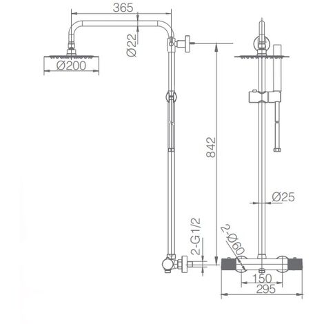 Columna de ducha termostática Line negro mate IMEX