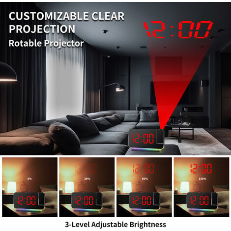 Reloj despertador LED colorido reloj electrónico con proyección de luz