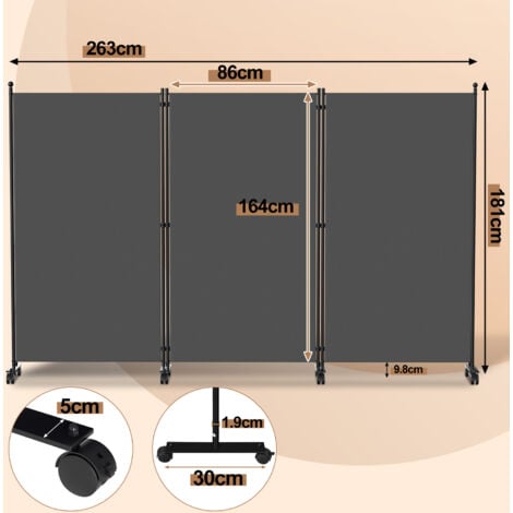 Hengda Biombo Separador Plegable Con Ruedas Estructura Met Lica Ideal