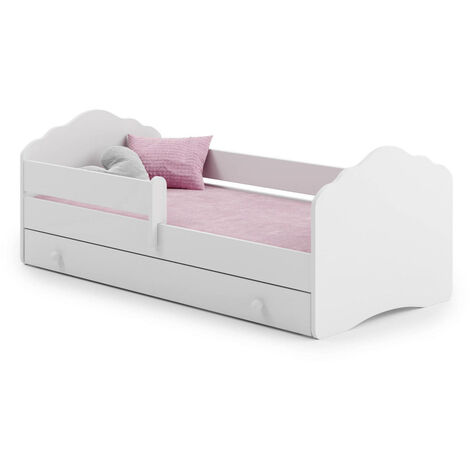 Dmora Cama individual para niños Cuna con cajonera y protección