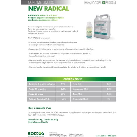 Bottos NEW RADICAL NP 3 16 Radicante Concime Organico Minerale