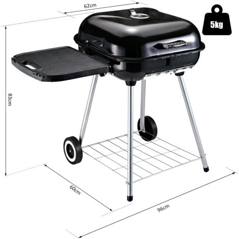 Easycomfort Bbq Barbecue A Carbonella Con 2 Griglie Pieghevole Ripiano