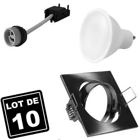 10 Focos 5 W Blanco Neutro Cuadrados Empotrables Orientables Aluminio