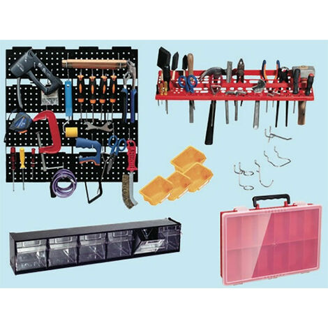 KIT GARAGE ORGANIZER PANNELLO FORATO PORTA ATTREZZI UTENSILI 50399