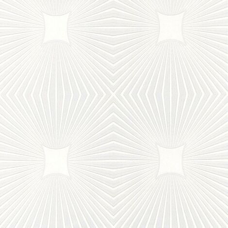 A S Creation Blown Vinyl White Paintable Embossed Wallpaper Starburst