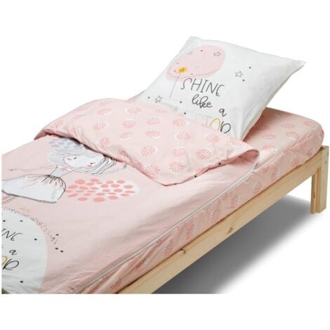 Caradou Parure De Lit Enfant Rose Avec Couette Motif Princesse Shine