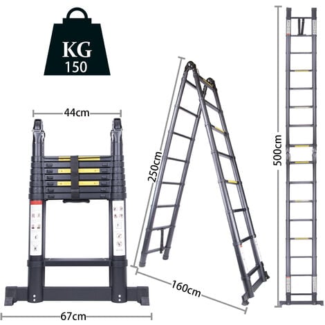 M Telescopic Ladder Extension Tall Multi Purpose Folding Loft Ladder