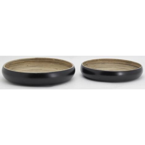 Plateaux Ronds En Bambou Naturel Et Noir Lot De