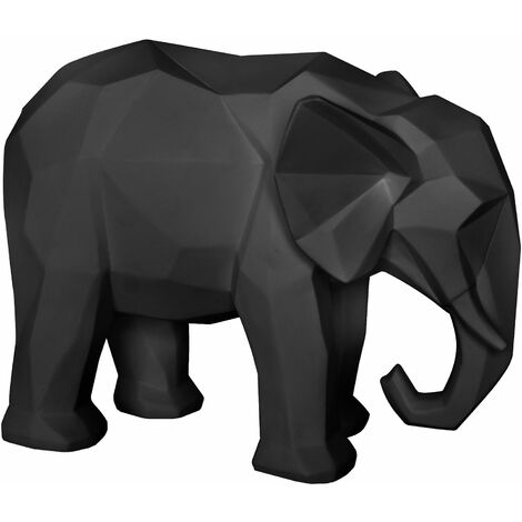 Eléphant en résine mat Origami Noir