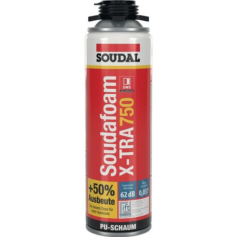 SOUDAL 114495 1K Pistolenschaum SOUDAFOAM X TRA 750 500 Ml B2 Grau Ohne