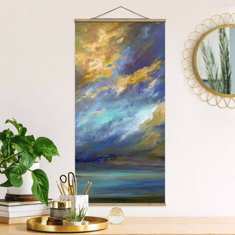 Tableau En Tissu Avec Baguettes De Suspension Sky Over Coast