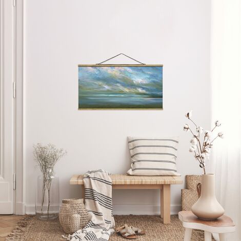 Tableau En Tissu Avec Baguettes De Suspension Coast Sky Paysage 1 2