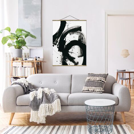 Tableau En Tissu Avec Baguettes De Suspension Moving Onyx Portrait