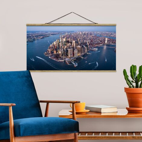 Tableau En Tissu Avec Baguettes De Suspension Big City Life Paysage