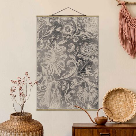 Tableau En Tissu Avec Baguettes De Suspension Aged Floral Ii