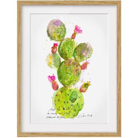 Poster encadré Cactus Con Bible Verse Iii Dimension HxL 24cm x 18cm