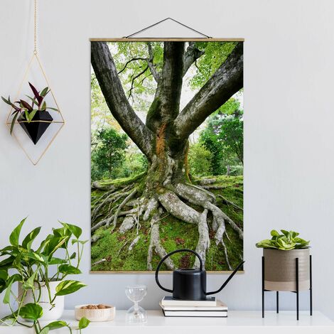 Tableau En Tissu Avec Baguettes De Suspension Old Tree Portrait