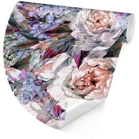 Papier Peint Rond Autocollant Watercolor Lilac Peony Bouquet Cm