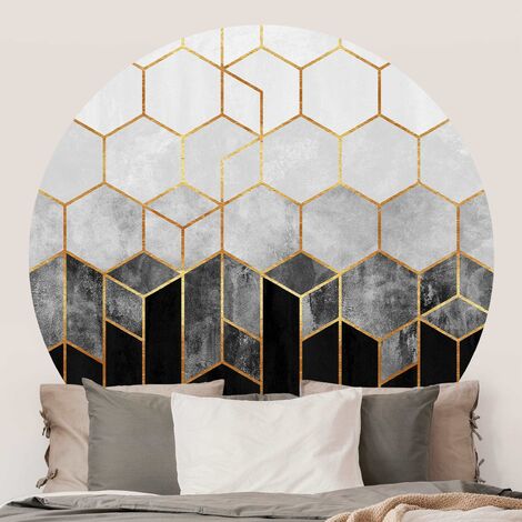 Papier Peint Rond Autocollant Elisabeth Fredriksson Golden Hexagons