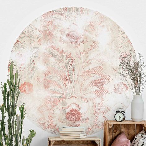 Papier peint rond autocollant Antique Shabby Baroque Wallpaper Ø 50cm