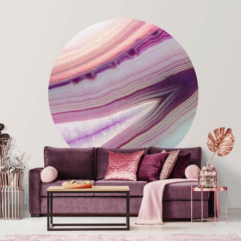 Papier peint rond autocollant Pink Crystal Planet Ø 50cm