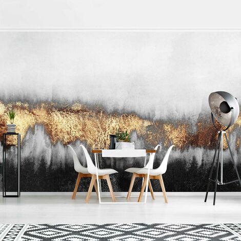 Papier Peint Intiss Premium Gold Tracks In Watercolor Mural Format