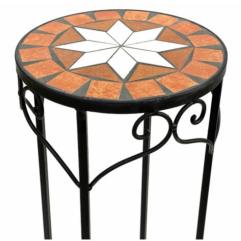 Dandibo Tabouret Fleurs Mosa Que Rond Set De Pi Ces Cm