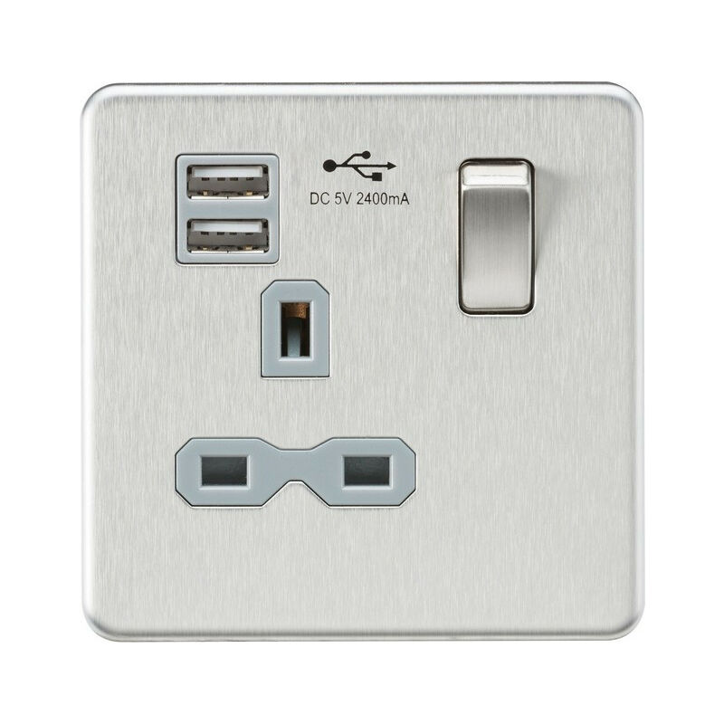 Knightsbridge Screwless 13A 1G Switched Socket With Dual USB Charger 2