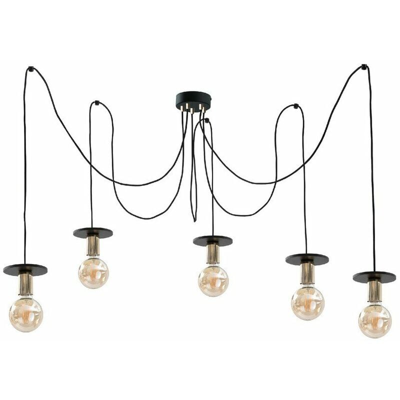 Keter Saturn Cluster Pendant Ceiling Light Black 5x E27