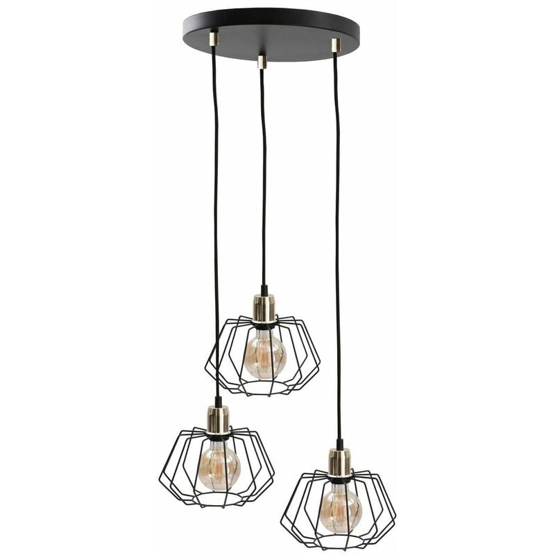 Keter Luna Cluster Pendant Ceiling Light Gold 32cm 3x E27