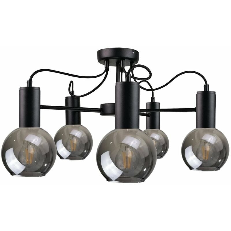 Keter Liv Multi Arm Semi Flush Ceiling Light Black Cm X E