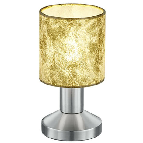 Trio Garda Modern Table Lamp With Round Shade Nickel Matt With Gold Shade