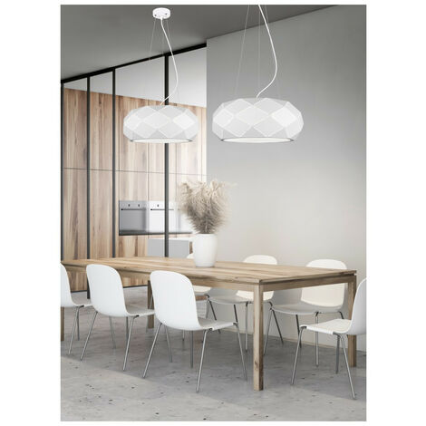 Trio Zandor Modern 3 Light Cylindrical Pendant Ceiling Light White Matt