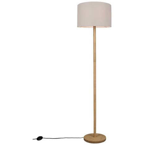 Trio Korba Modern Floor Lamp With Shade Natural Finish With Footswitch