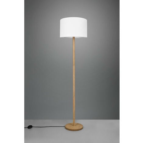 Trio Korba Modern Floor Lamp With Shade Natural Finish With Footswitch